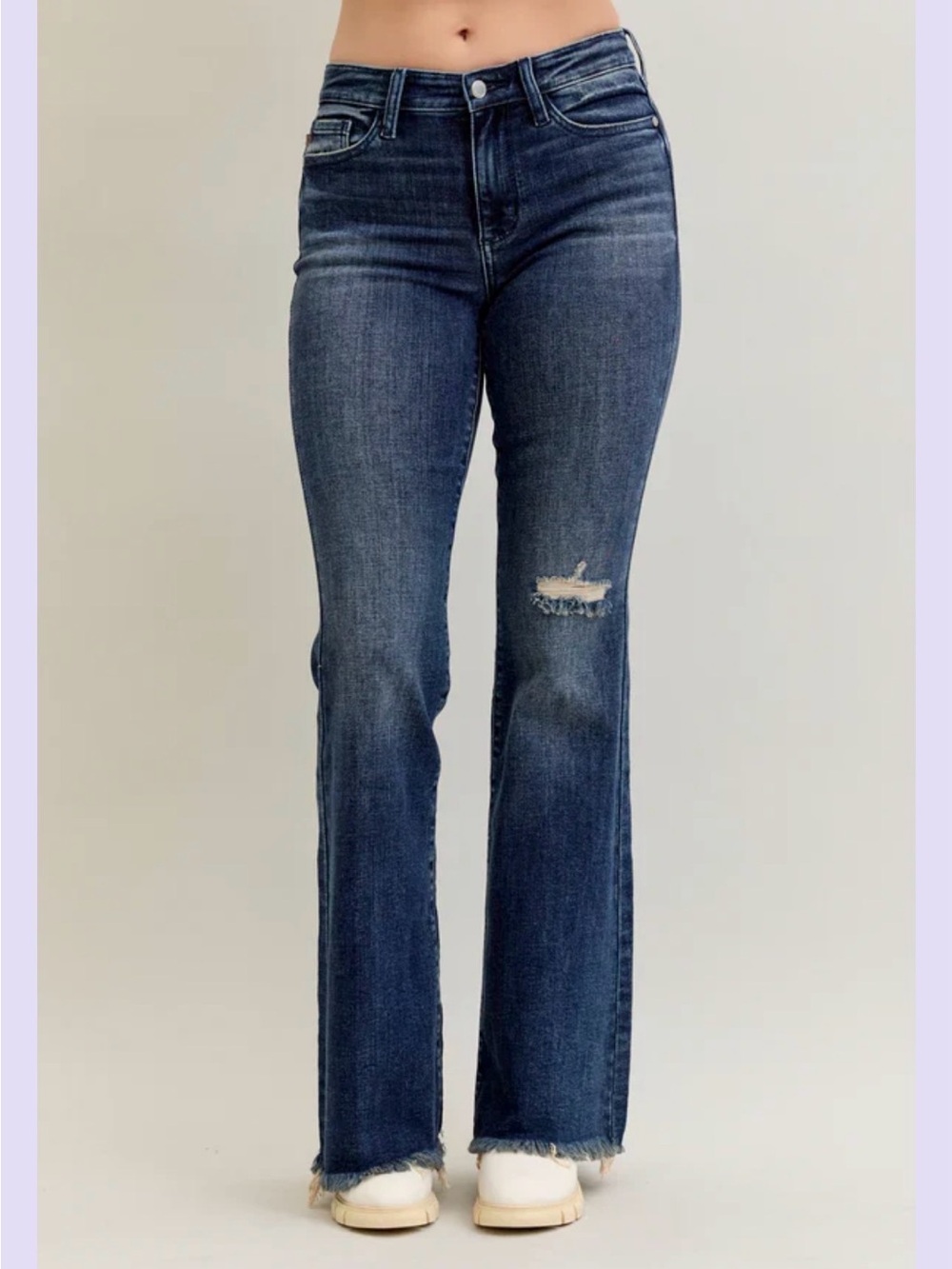 JUDY BLUE Distressed Flare Jeans Womens Size 14W light wash high rise
